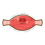 緊張状態の筋肉のキャラクター