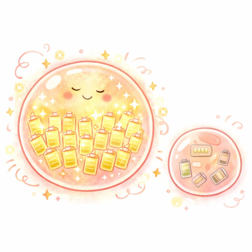 子と通常細胞のエネルギー量比較