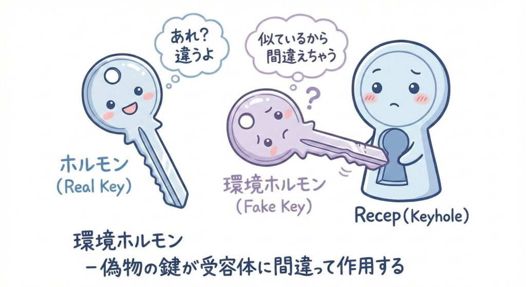 鍵と鍵穴のイメージ（環境ホルモン）