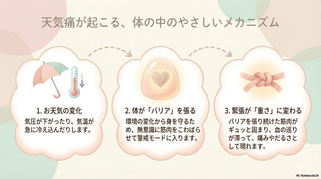 天気痛のメカニズム、図解